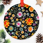 Mid Century Retro Floral 1970s 1960s Pattern 57 Ornament (Round)