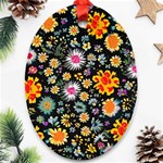 Mid Century Retro Floral 1970s 1960s Pattern 57 Ornament (Oval)