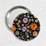 Mid Century Retro Floral 1970s 1960s Pattern 57 2.25  Handbag Mirrors