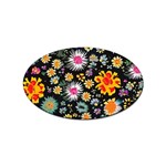 Mid Century Retro Floral 1970s 1960s Pattern 57 Sticker (Oval)