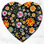 Mid Century Retro Floral 1970s 1960s Pattern 57 Jigsaw Puzzle (Heart)