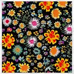 Mid Century Retro Floral 1970s 1960s Pattern 57 Canvas 16  x 16 