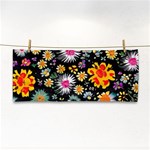 Mid Century Retro Floral 1970s 1960s Pattern 57 Hand Towel