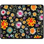 Mid Century Retro Floral 1970s 1960s Pattern 57 60  x 50  Fleece Blanket (Medium)