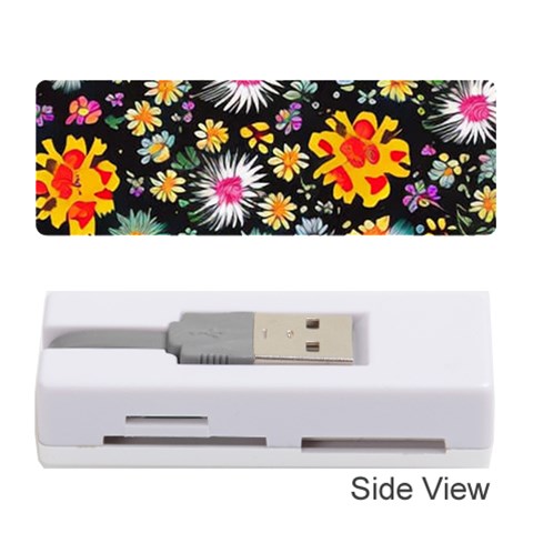Mid Century Retro Floral 1970s 1960s Pattern 57 Memory Card Reader (Stick) from ArtsNow.com Front