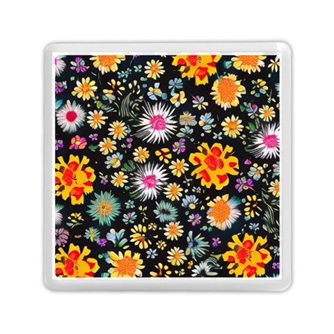 Mid Century Retro Floral 1970s 1960s Pattern 57 Memory Card Reader (Square) from ArtsNow.com Front