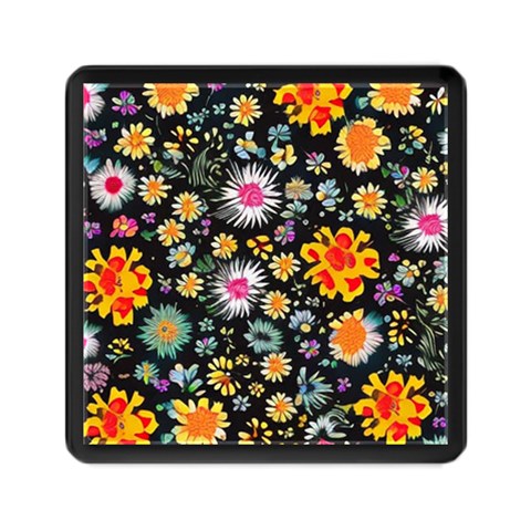 Mid Century Retro Floral 1970s 1960s Pattern 57 Memory Card Reader (Square) from ArtsNow.com Front