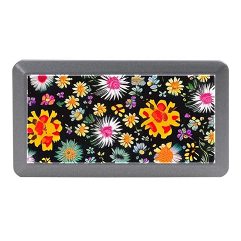Mid Century Retro Floral 1970s 1960s Pattern 57 Memory Card Reader (Mini) from ArtsNow.com Front