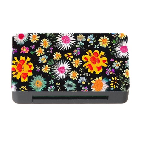 Mid Century Retro Floral 1970s 1960s Pattern 57 Memory Card Reader with CF from ArtsNow.com Front
