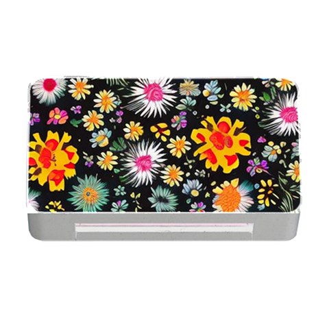 Mid Century Retro Floral 1970s 1960s Pattern 57 Memory Card Reader with CF from ArtsNow.com Front