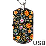 Mid Century Retro Floral 1970s 1960s Pattern 57 Dog Tag USB Flash (One Side)