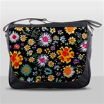 Mid Century Retro Floral 1970s 1960s Pattern 57 Messenger Bag