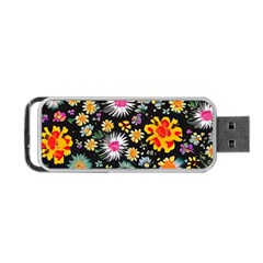 Mid Century Retro Floral 1970s 1960s Pattern 57 Portable USB Flash (Two Sides) from ArtsNow.com Back