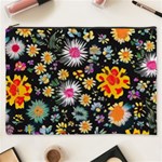 Mid Century Retro Floral 1970s 1960s Pattern 57 Cosmetic Bag (XXXL)