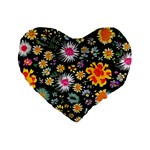 Mid Century Retro Floral 1970s 1960s Pattern 57 Standard 16  Premium Heart Shape Cushions