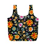 Mid Century Retro Floral 1970s 1960s Pattern 57 Full Print Recycle Bag (M)