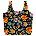 Mid Century Retro Floral 1970s 1960s Pattern 57 Full Print Recycle Bag (XL)