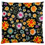 Mid Century Retro Floral 1970s 1960s Pattern 57 Standard Premium Plush Fleece Cushion Case (One Side)