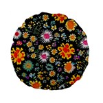 Mid Century Retro Floral 1970s 1960s Pattern 57 Standard 15  Premium Flano Round Cushions