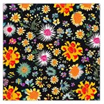 Mid Century Retro Floral 1970s 1960s Pattern 57 36  x 36  Square Satin Scarf