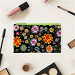 Mid Century Retro Floral 1970s 1960s Pattern 57 Cosmetic Bag (XS)