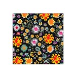 Mid Century Retro Floral 1970s 1960s Pattern 57 22  x 22  Satin Bandana Scarf