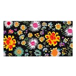 Mid Century Retro Floral 1970s 1960s Pattern 57 Satin Shawl 45  x 80 