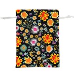 Mid Century Retro Floral 1970s 1960s Pattern 57 Lightweight Drawstring Pouch (XL)