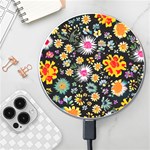 Mid Century Retro Floral 1970s 1960s Pattern 57 Wireless Fast Charger(White)