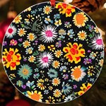 Mid Century Retro Floral 1970s 1960s Pattern 57 UV Print Acrylic Ornament Round