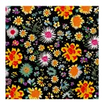 Mid Century Retro Floral 1970s 1960s Pattern 57 Banner and Sign 4  x 4 
