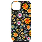 Mid Century Retro Floral 1970s 1960s Pattern 57 iPhone 14 Plus Black UV Print PC Hardshell Case