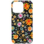 Mid Century Retro Floral 1970s 1960s Pattern 57 iPhone 15 Pro Max Black UV Print PC Hardshell Case