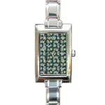 Mid Century Retro Floral 1970s 1960s Pattern 62 Rectangle Italian Charm Watch