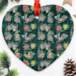 Mid Century Retro Floral 1970s 1960s Pattern 62 Ornament (Heart)