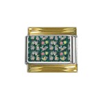 Mid Century Retro Floral 1970s 1960s Pattern 62 Gold Trim Italian Charm (9mm)