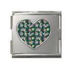 Mid Century Retro Floral 1970s 1960s Pattern 62 Mega Link Heart Italian Charm (18mm)