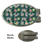 Mid Century Retro Floral 1970s 1960s Pattern 62 Money Clips (Oval) 