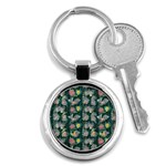 Mid Century Retro Floral 1970s 1960s Pattern 62 Key Chain (Round)