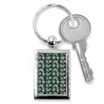 Mid Century Retro Floral 1970s 1960s Pattern 62 Key Chain (Rectangle)