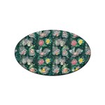 Mid Century Retro Floral 1970s 1960s Pattern 62 Sticker (Oval)
