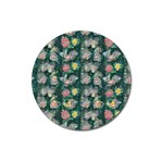 Mid Century Retro Floral 1970s 1960s Pattern 62 Magnet 3  (Round)