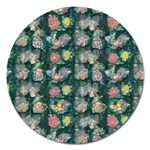 Mid Century Retro Floral 1970s 1960s Pattern 62 Magnet 5  (Round)