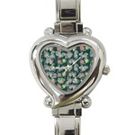 Mid Century Retro Floral 1970s 1960s Pattern 62 Heart Italian Charm Watch