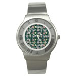 Mid Century Retro Floral 1970s 1960s Pattern 62 Stainless Steel Watch