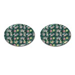 Mid Century Retro Floral 1970s 1960s Pattern 62 Cufflinks (Oval)