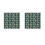 Mid Century Retro Floral 1970s 1960s Pattern 62 Cufflinks (Square)