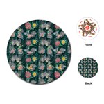 Mid Century Retro Floral 1970s 1960s Pattern 62 Playing Cards Single Design (Round)