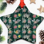 Mid Century Retro Floral 1970s 1960s Pattern 62 Star Ornament (Two Sides)