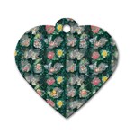 Mid Century Retro Floral 1970s 1960s Pattern 62 Dog Tag Heart (Two Sides)